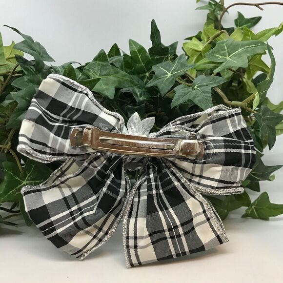 Bow Hair Barrette Watch Plaid Black White Hair Accessory main image 6